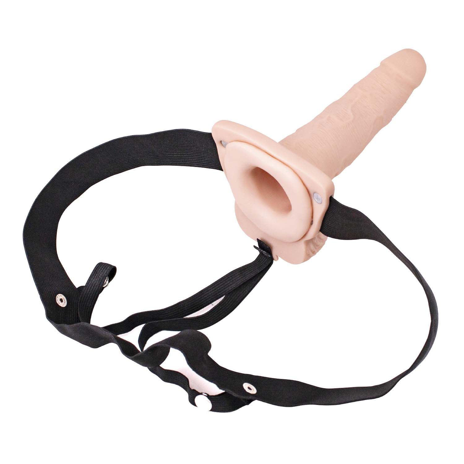 ERECTION ASSISTANT HOLLOW STRAP-ON 6&quot; VIBRATING-WHITE - #3079-1