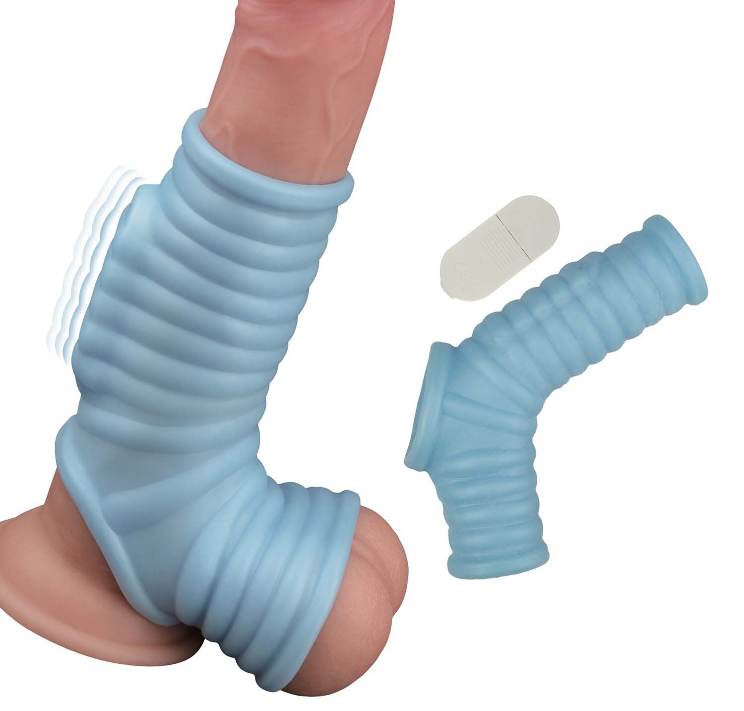 VIBRATING RIBBED SLEEVE-BLUE - #3126-2