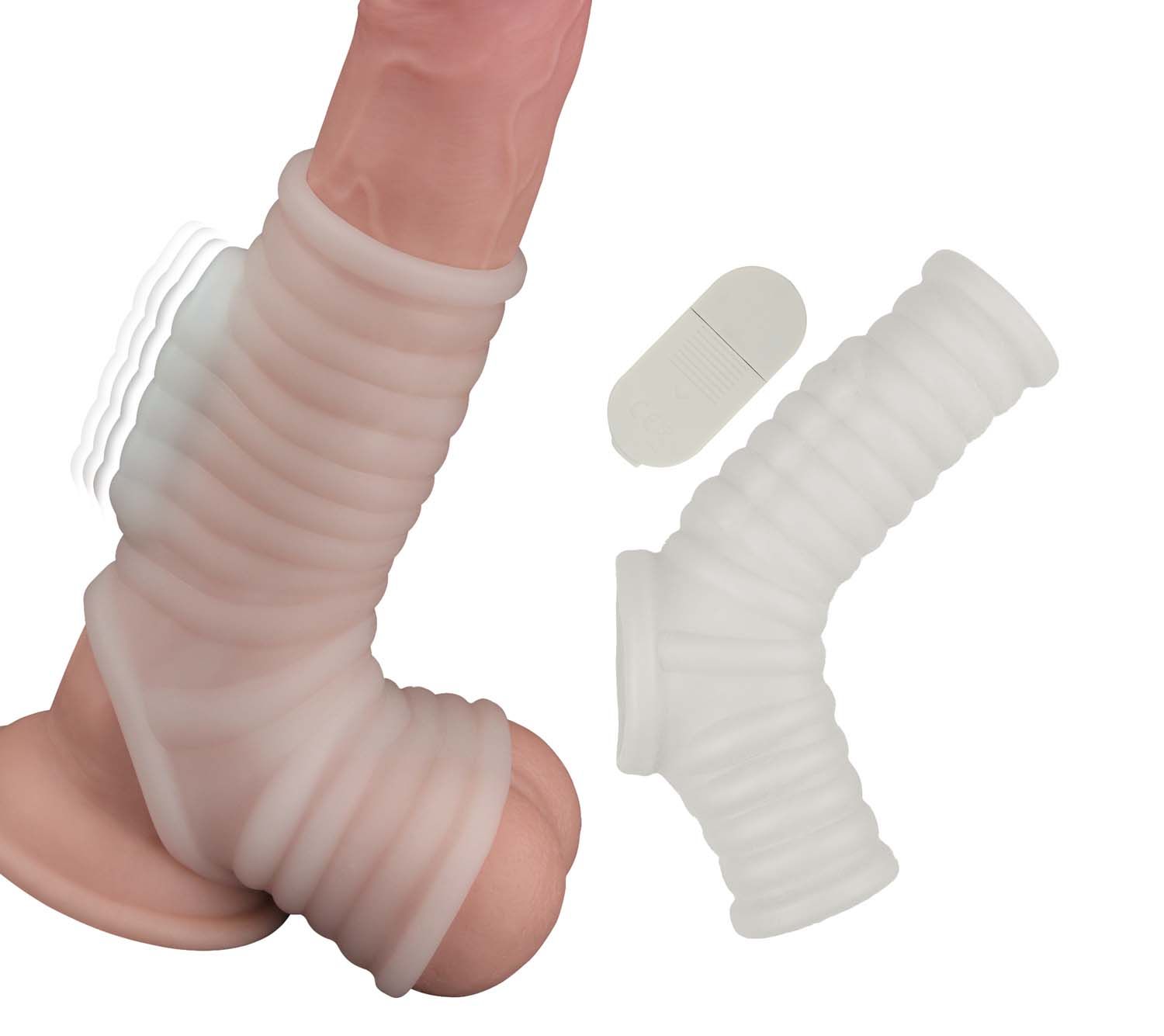 VIBRATING RIBBED SLEEVE-WHITE - #3126-1
