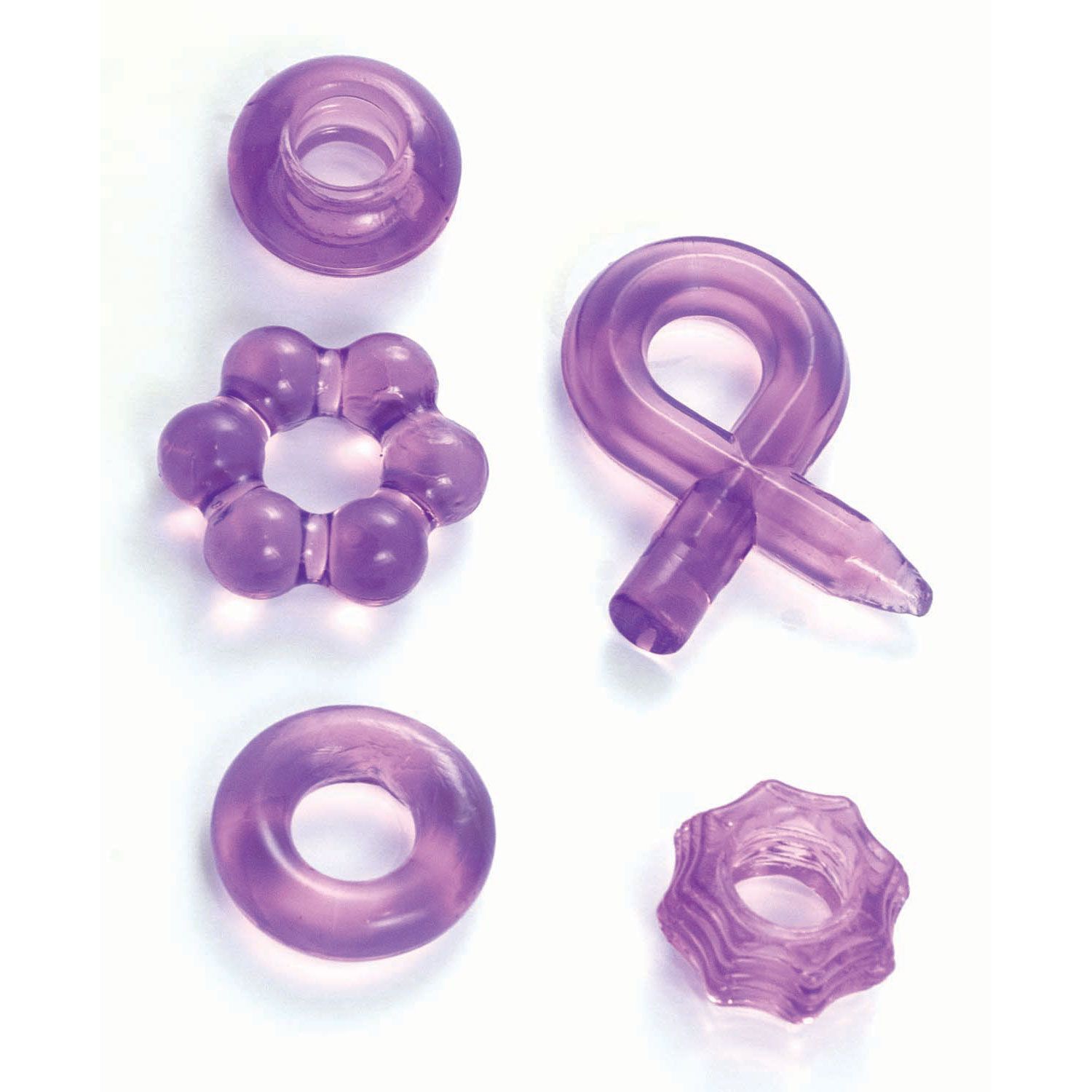 ENHANCER FIVE PIECE COCK RING SET-PURPLE - #3281