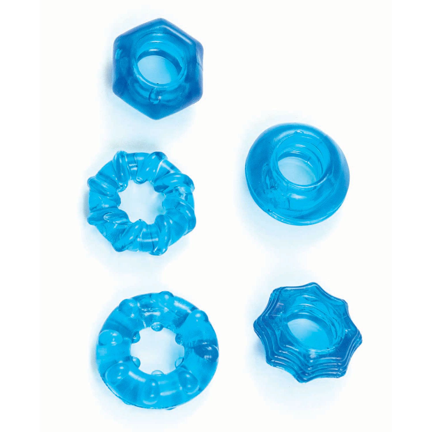 ENHANCER FIVE PIECE COCK RING SET-BLUE - #3280