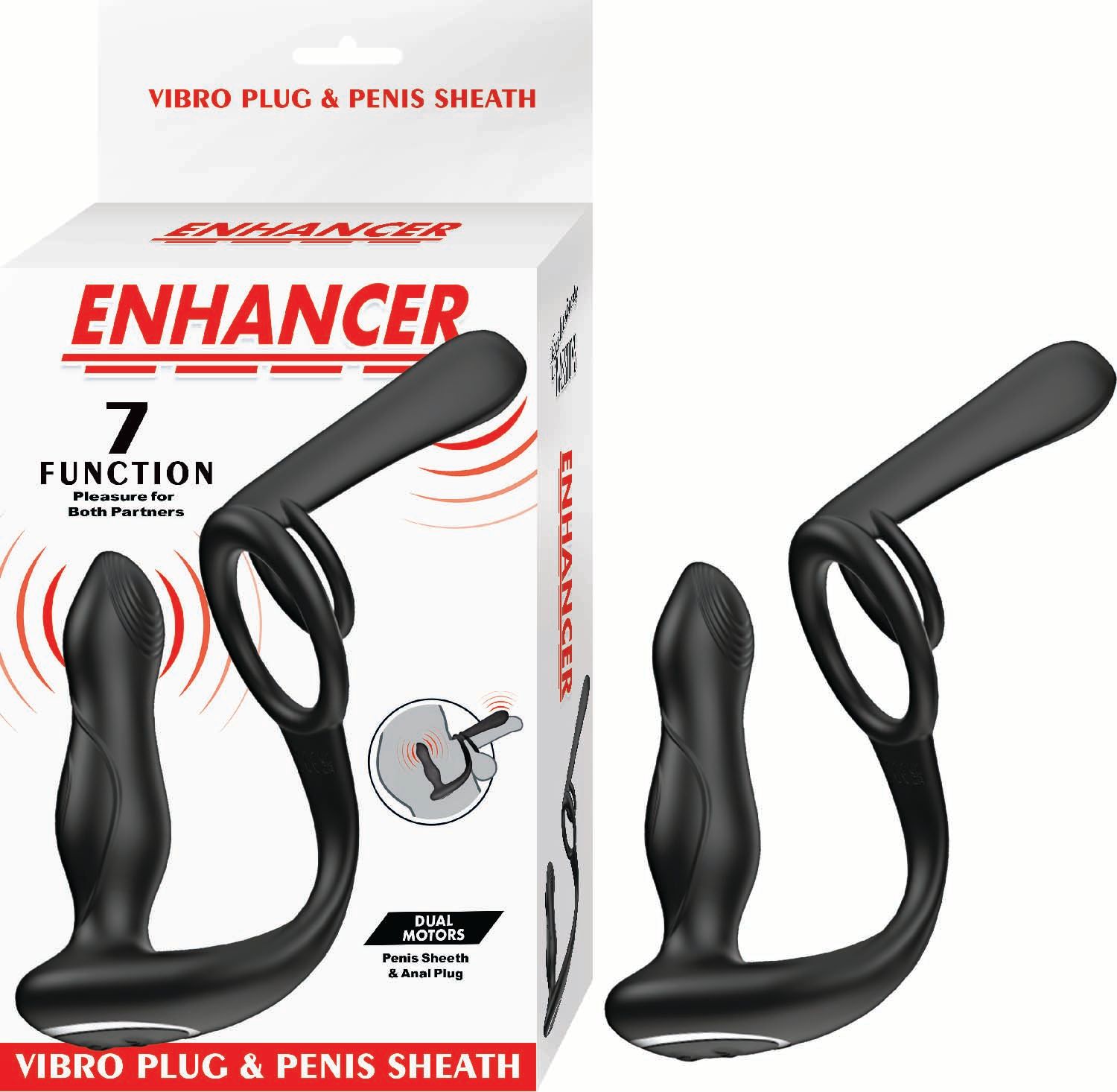 ENHANCER VIBRO PLUG &amp; PENIS SHEATH-BLACK -#3248