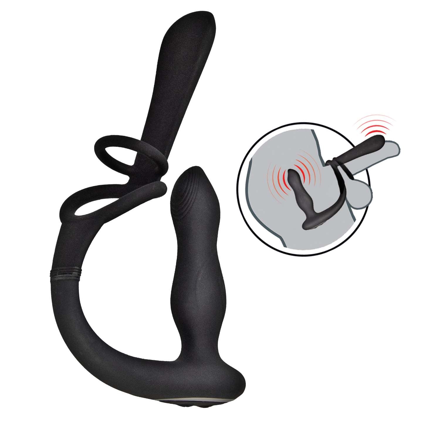 ENHANCER VIBRO PLUG &amp; PENIS SHEATH-BLACK -#3248