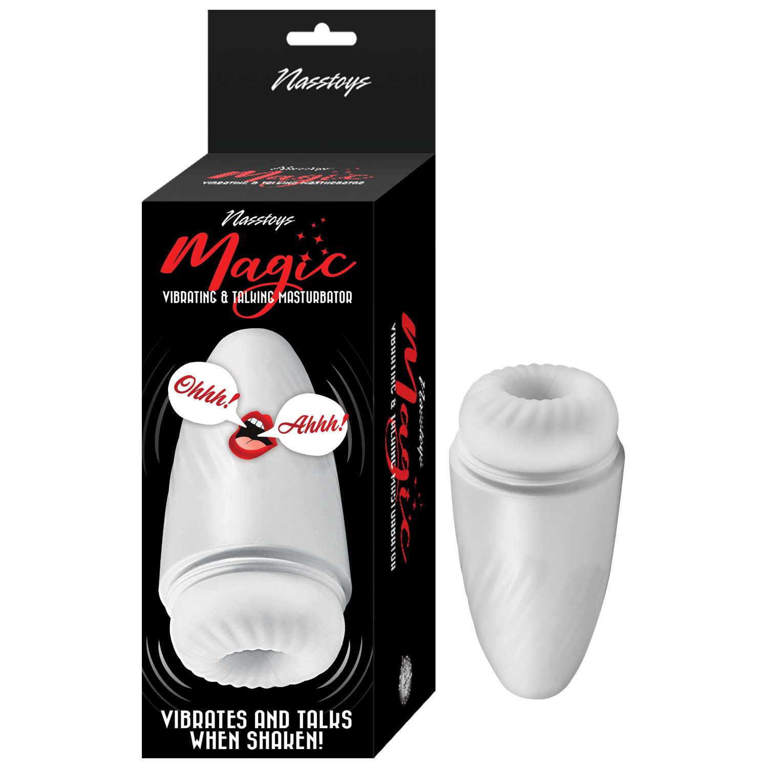 MAGIC VIBRATING &amp; TALKING MASTURBATOR-WHITE -#3296