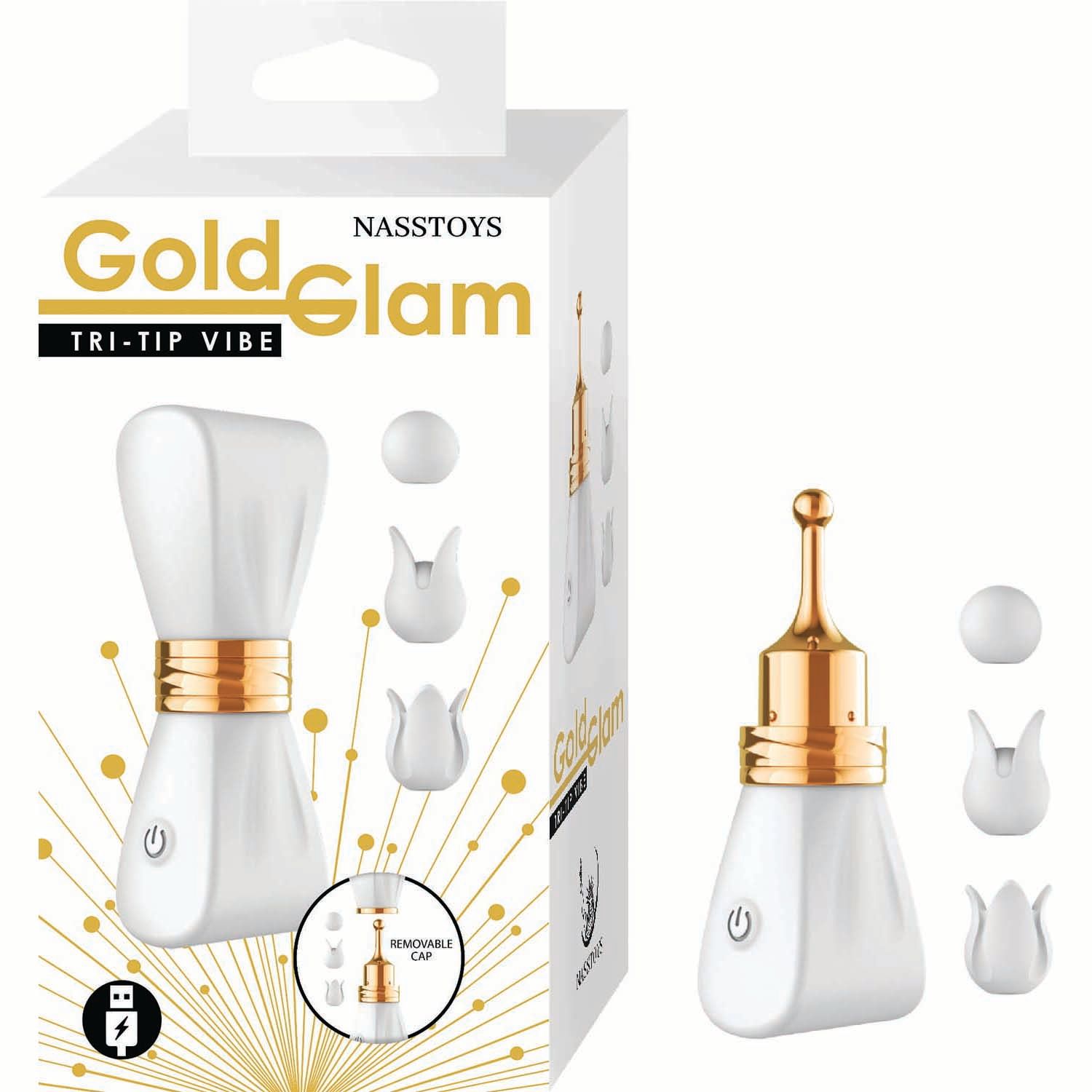 GOLD GLAM TRI-TIP VIBE-WHITE -#3297-1