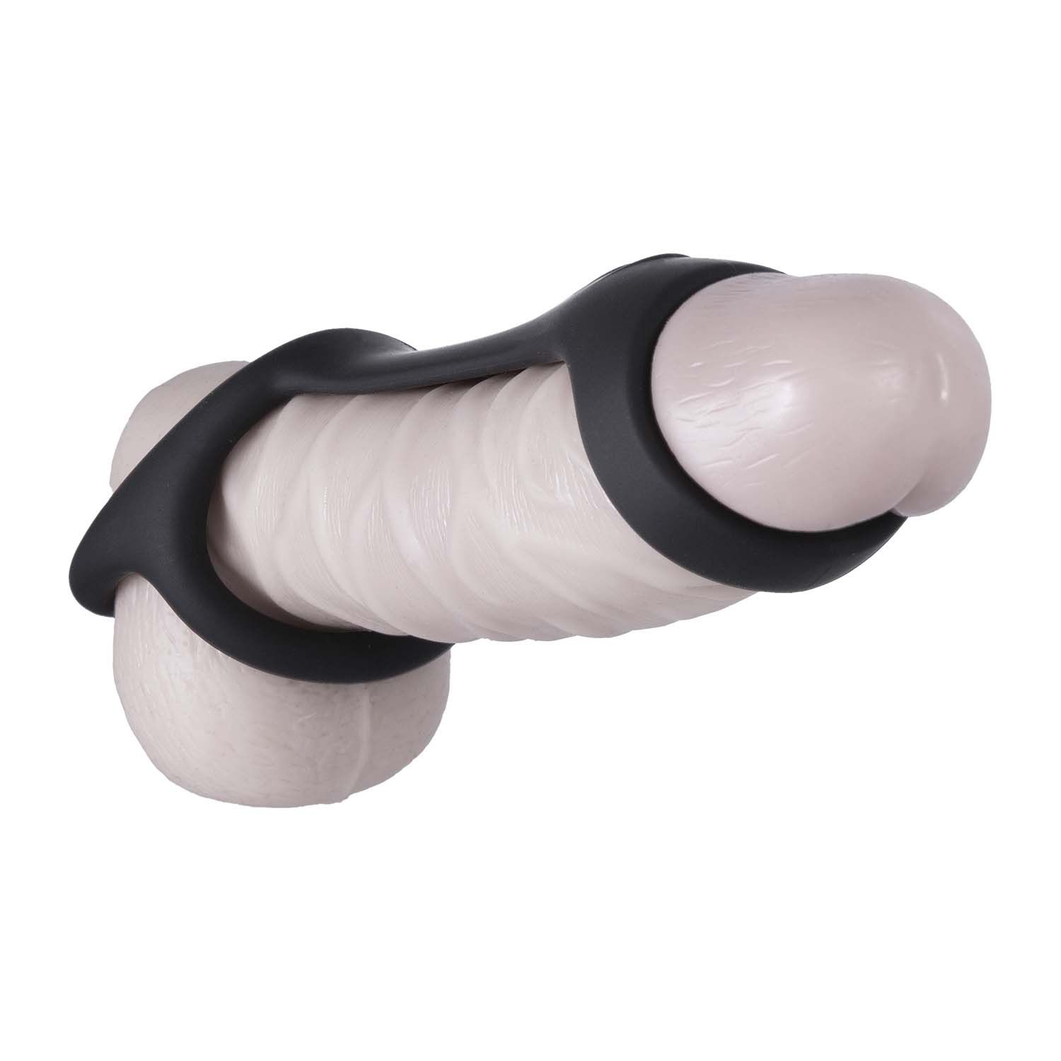 MAGIC RIDGED COCK STRAP &amp; BALL STRETCHER-BLACK -#3302