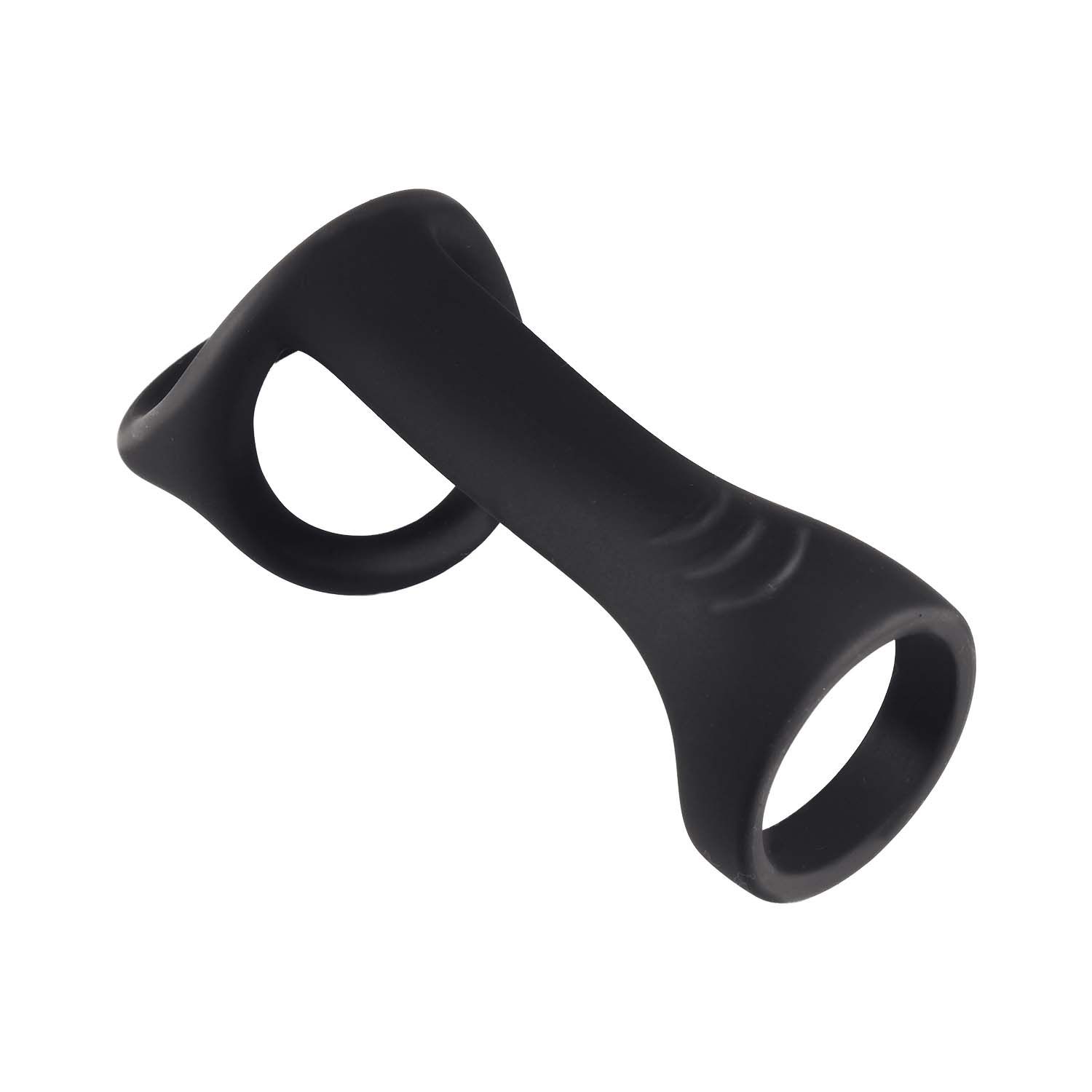 MAGIC RIDGED COCK STRAP &amp; BALL STRETCHER-BLACK -#3302