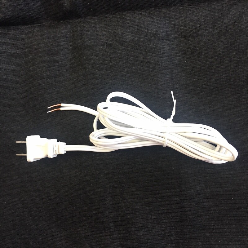 8 FOOT WHITE 18/2 SPT1 CORD SET WITH POLARIZED PLUG