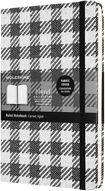 Moleskine Blend Notebook, Hard Cover, Ruled, Large, Check Pattern 240 Pages (5" x 8.25")