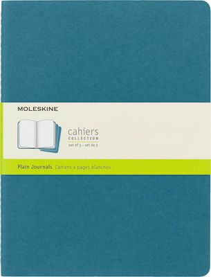 Moleskine Cahier Journal, Soft Cover, Large (5" x 8.25") Ruled/Lined, Brisk Blue, 80 Pages (Set of 3)