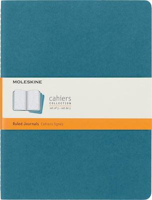 Moleskine Cahier Journal, Soft Cover, X Large Ruled/Lined, Brisk Blue, 120 Pages (7.5 Moleskine Cahier Journal, Soft Cover, X Large Ruled/Lined, Brisk Blue, 120 Pages (7.5" x 9.75") (Set of 3)