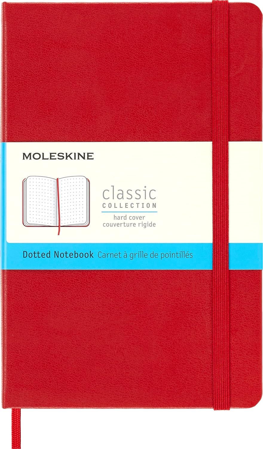 Moleskine Classic Notebook, Hard Cover, Medium Squared/Grid, Scarlet Red, 208 Pages (4.5" x 7")