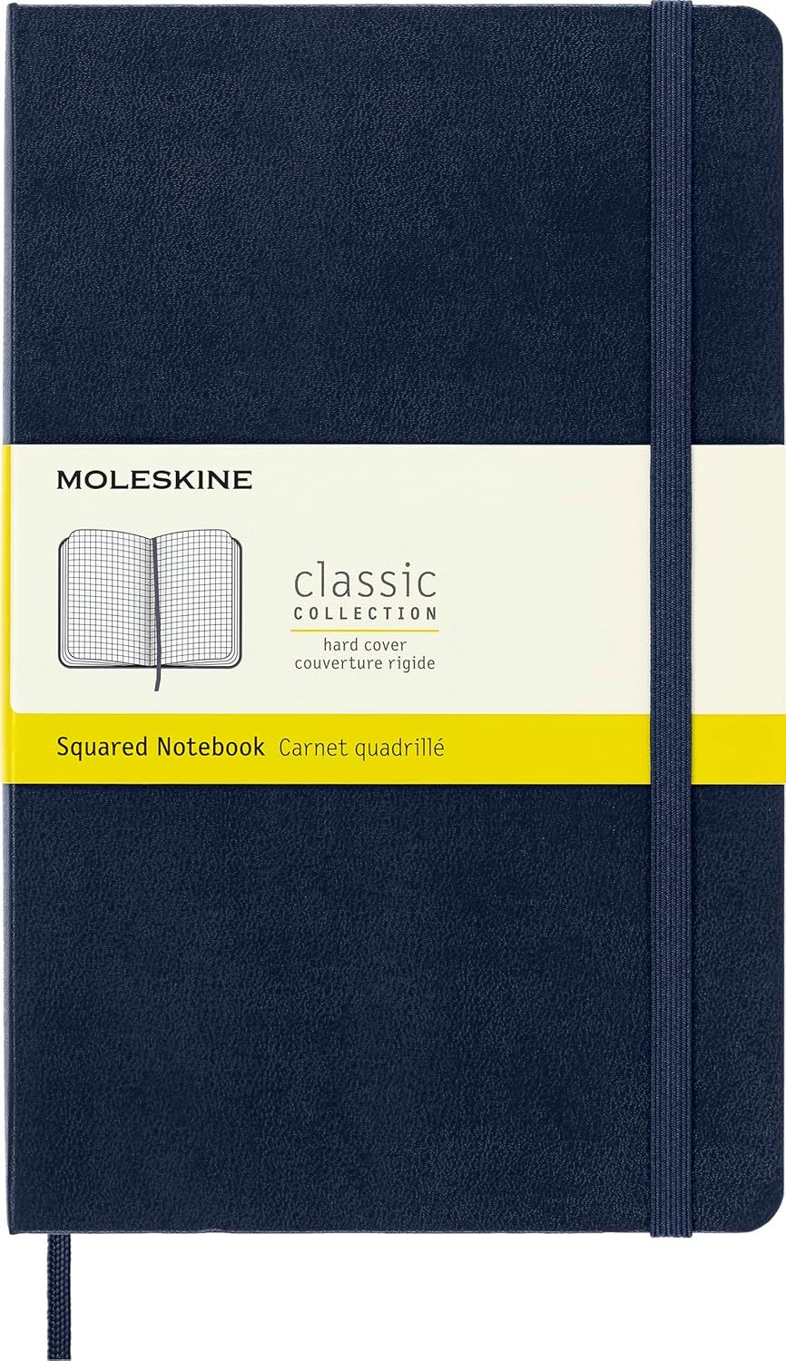 Moleskine Classic Notebook, Hard Cover, Large, Squared/Grid, Sapphire Blue, 240 Pages  (5" x 8.25")