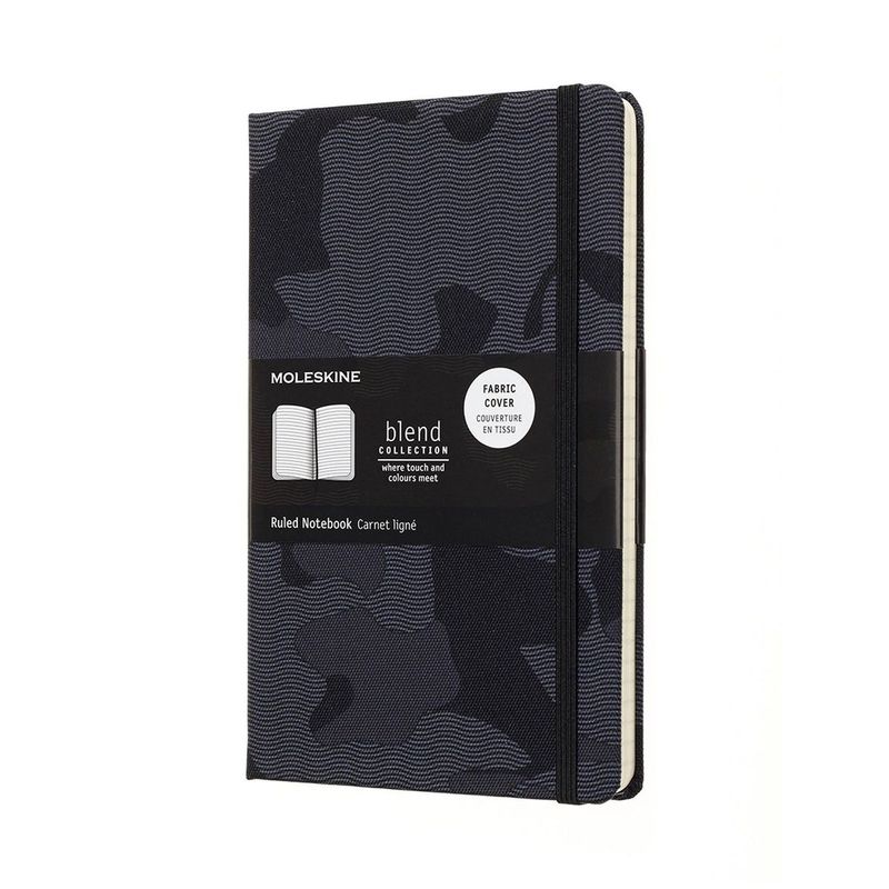 Moleskine Limited Collection Blend Notebook, Hard Cover  Large, Ruled, Black Camouflage, 240 Pages (5" x 8.25")