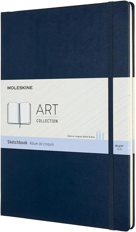 Moleskine Art Sketchbook, Hard Cover, A4, Plain/Blank, Sapphire Blue, 96 Pages  (8.25" x 11.75")