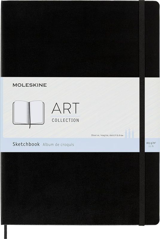 Moleskine Art Sketchbook, Hard Cover, A4, Plain, Black, 96 Pages  (8.25" x 11.75")