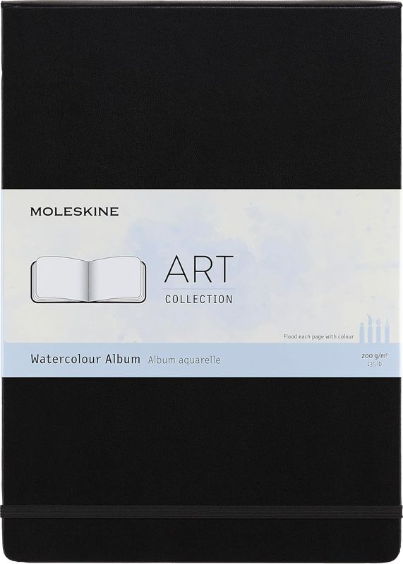 Moleskine Art Watercolor Album, Hard Cover, A4, Plain, Black, 60 Pages  (8.25" x 11.75")