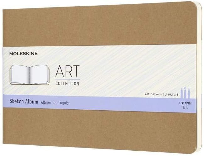 Moleskine Art Cahier Sketch Album, Hard Cover, Large, Plain/Blank, Kraft Brown, 88 Pages (5" x 8.25")