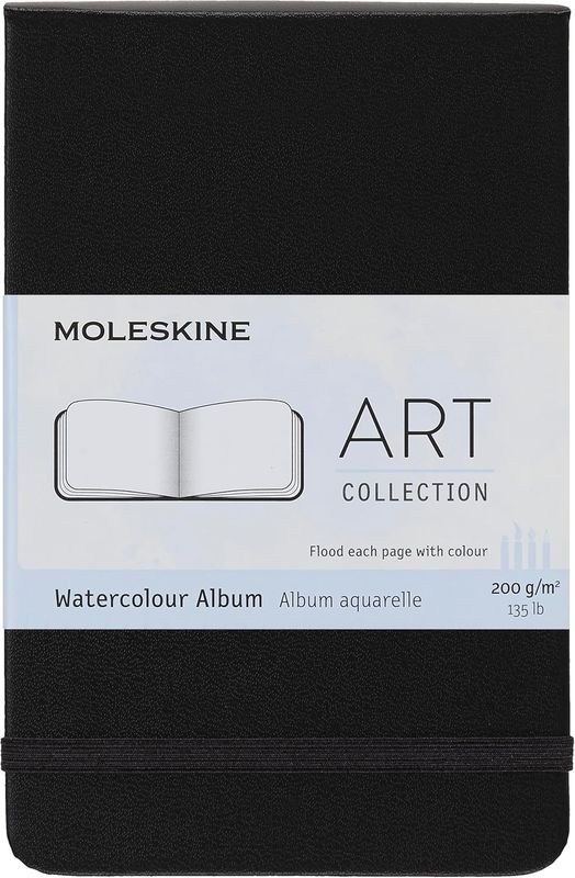 Moleskine Art Watercolor Album, Hard Cover, Pocket, Plain/Blank, Black, 60 Pages  (3.5" x 5.5")