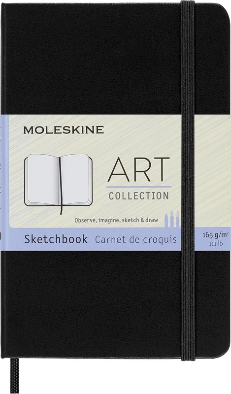 Moleskine Art Sketchbook, Hard Cover, Pocket, Plain/Blank, Black, 80 Pages  (3.5" x 5.5")
