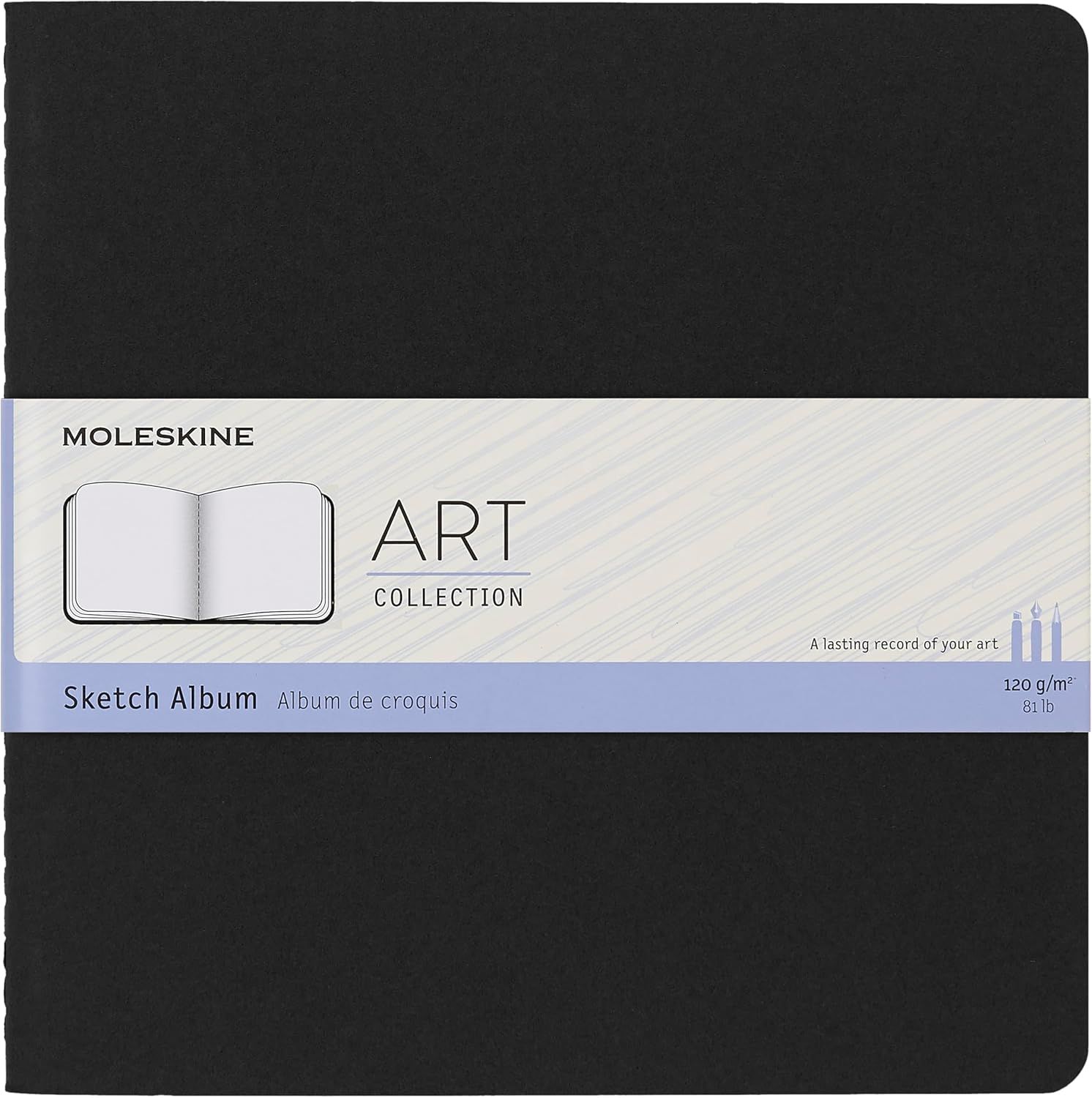 Moleskine Art Sketch Pad, Soft Cover, Plain/Blank, Black, 88 Pages (7.5" x 7.5")