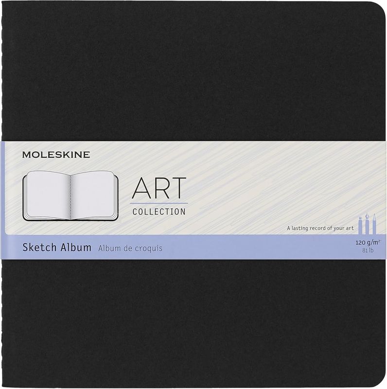 Moleskine Art Sketch Pad, Soft Cover, Plain/Blank, Black, 88 Pages (7.5" x 7.5")