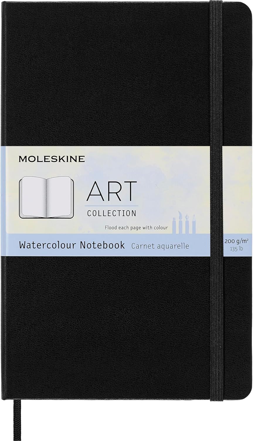 Moleskine Art Watercolour, Hard Cover, Large, Plain, Black, 72 Pages (5" x 8.25")