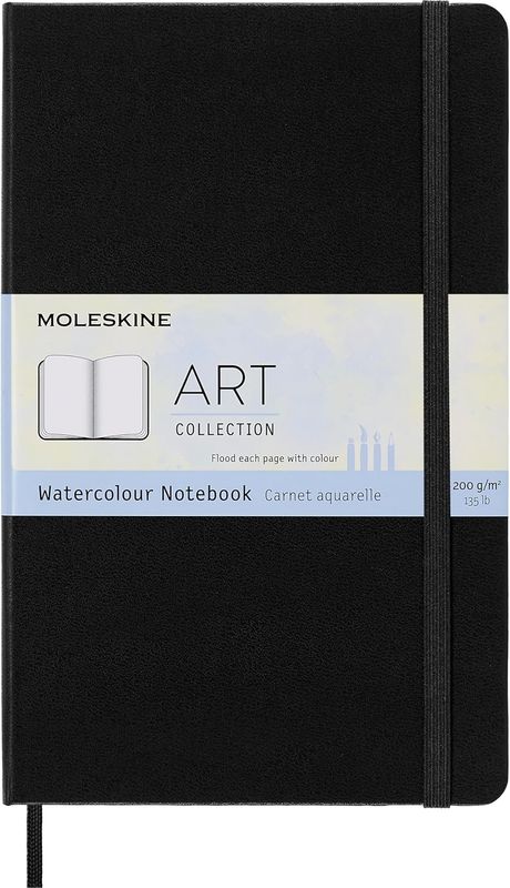 Moleskine Art Watercolour, Hard Cover, Large, Plain, Black, 72 Pages (5" x 8.25")