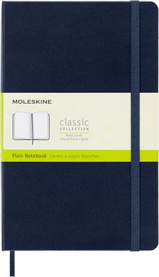 Moleskine Classic Notebook, Hard Cover, Large, Plain, Sapphire Blue, 240 Pages (5" x 8.25")
