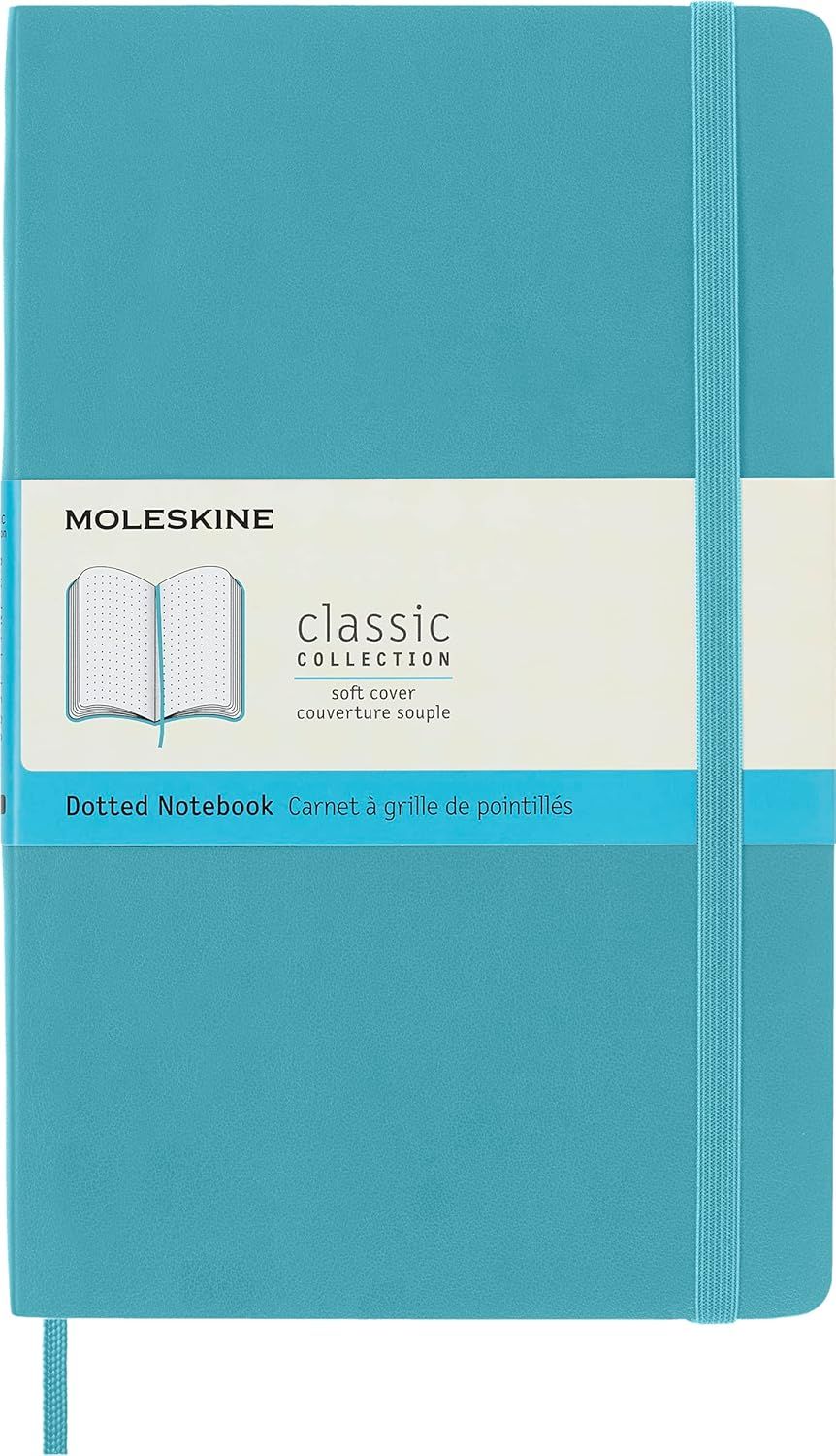 Moleskine Classic Notebook, Soft Cover, Large, Dotted, Reef Blue, 192 pages (5" x 8.25")