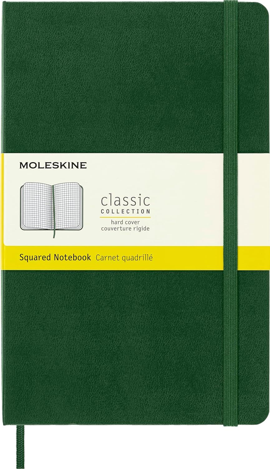 Moleskine Classic Notebook, Hard Cover, Large, Squared, Myrtle Green, 240 Pages  (5" x 8.25")