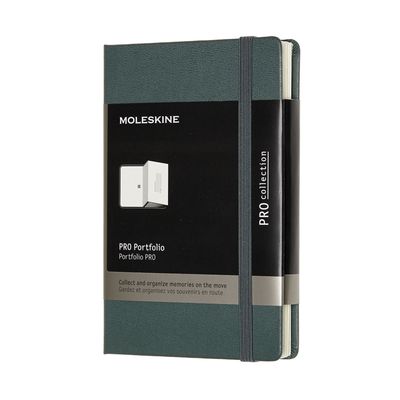 Moleskine Pro Portfolio, Hard Cover, Pocket Size,  6 Pockets, Forest Green, (3.5" x 5.5")