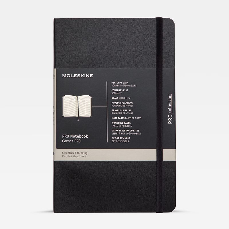 Moleskine PRO Notebook, Soft Cover, XL Professional Project Planning, Black, 192 Pages, (7.5" x 9.5")