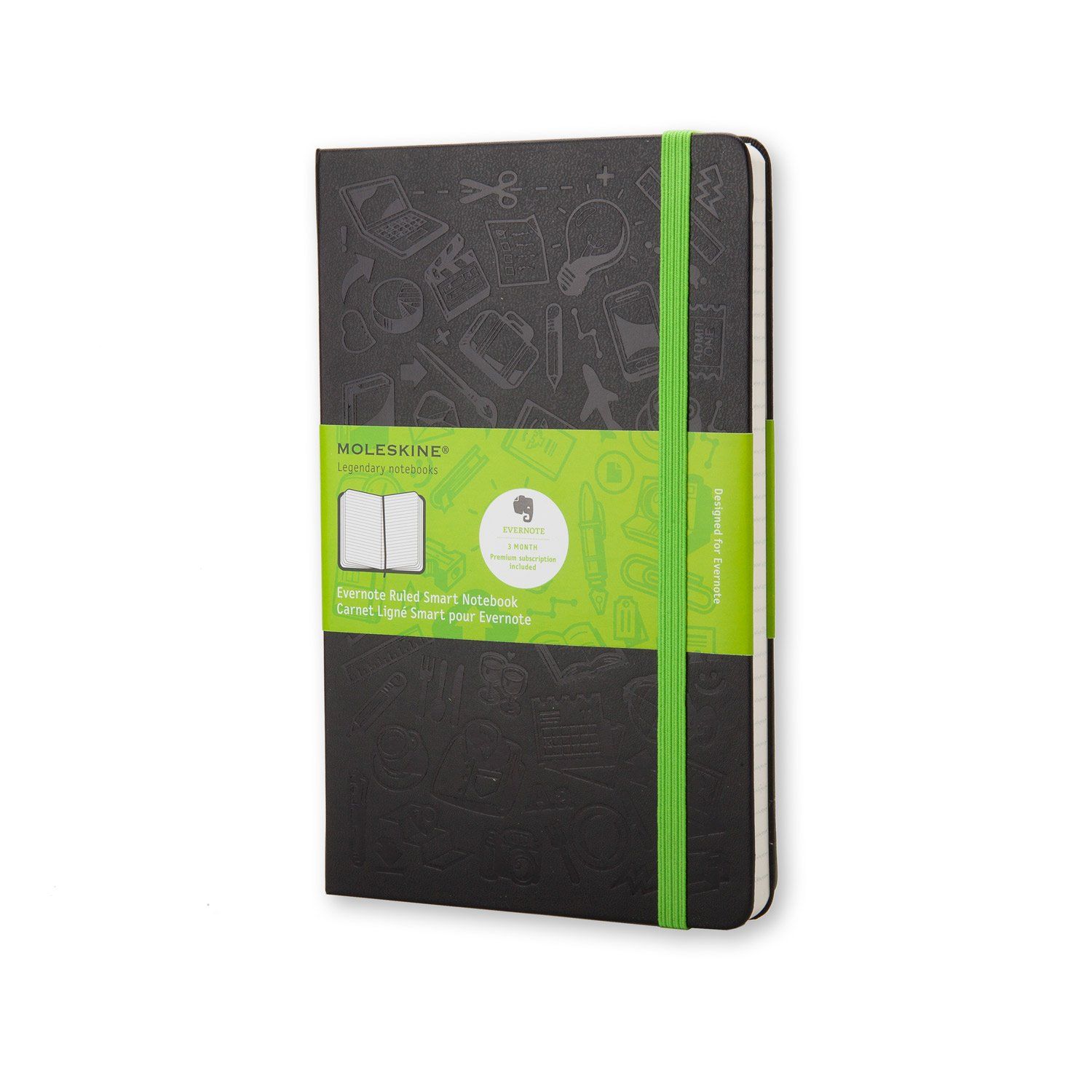 Moleskine Evernote Smart Notebook, Large, Ruled, Black, Hard Cover (5" x 8.25") (Evernote Smart Notebooks)