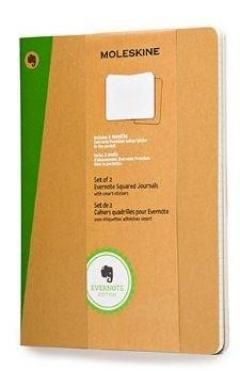 Moleskine Evernote, X Large, Lined, Kraft Journal With Smart Stickers Set of 2, (7.5" x 9.75")