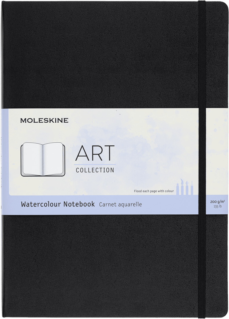 Moleskine Art Watercolor Notebook, Hard Cover, A4, Plain, Black, 60 Pages (8.25" x 11.75")