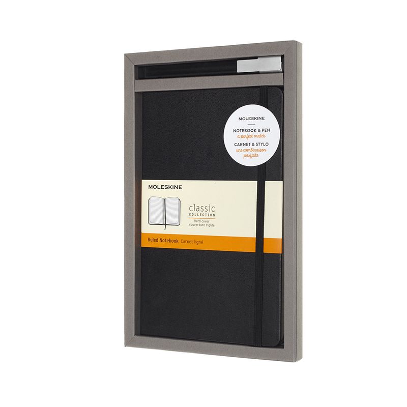 Moleskine Gift Set Notebook HC Large Black + Roller Pen 0.7 mm