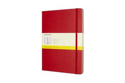 Moleskine Classic Notebook, Hard Cover, X Large, Squared, Scarlet Red, 192 Pages (7.5" x 9.5")
