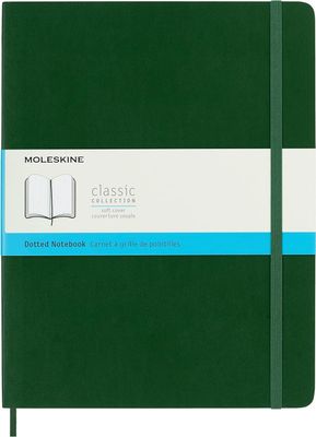 Moleskine Classic Notebook, Soft Cover, X Large, Dotted, Myrtle Green, 192 Pages,  (7.5" x 9.5")