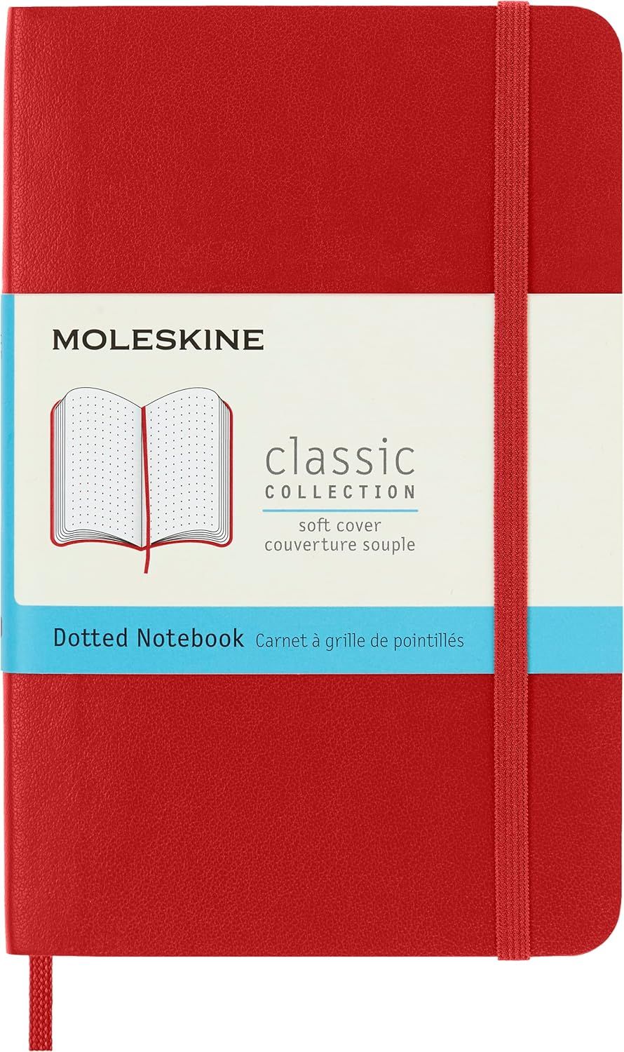 Moleskine Classic Notebook, Soft Cover, Pocket, Dotted, Scarlet Red,  (3.5" x 5.5")