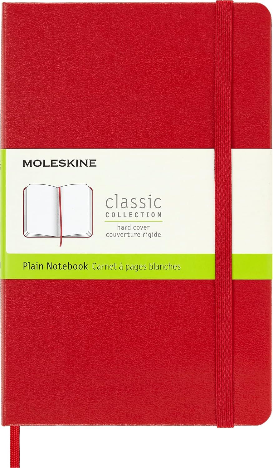 Moleskine Classic Notebook, Hard Cover, Medium, Plain, Scarlet Red, 208 Pages, (4.5" x 7")