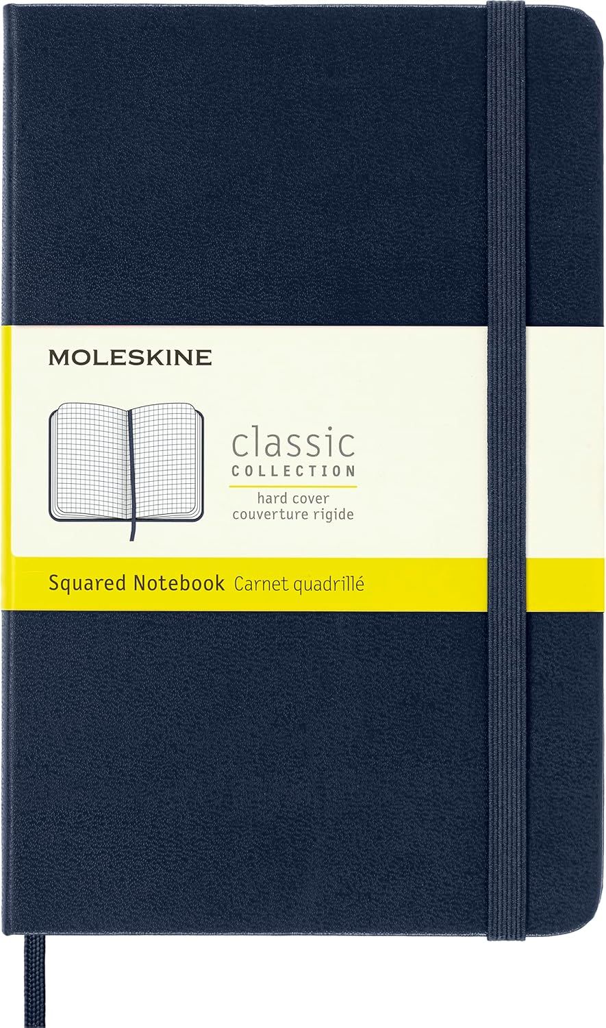 Moleskine Classic Notebook, Hard Cover, Medium, Squared, Sapphire Blue, 208 Pages, (4.5" x 7")