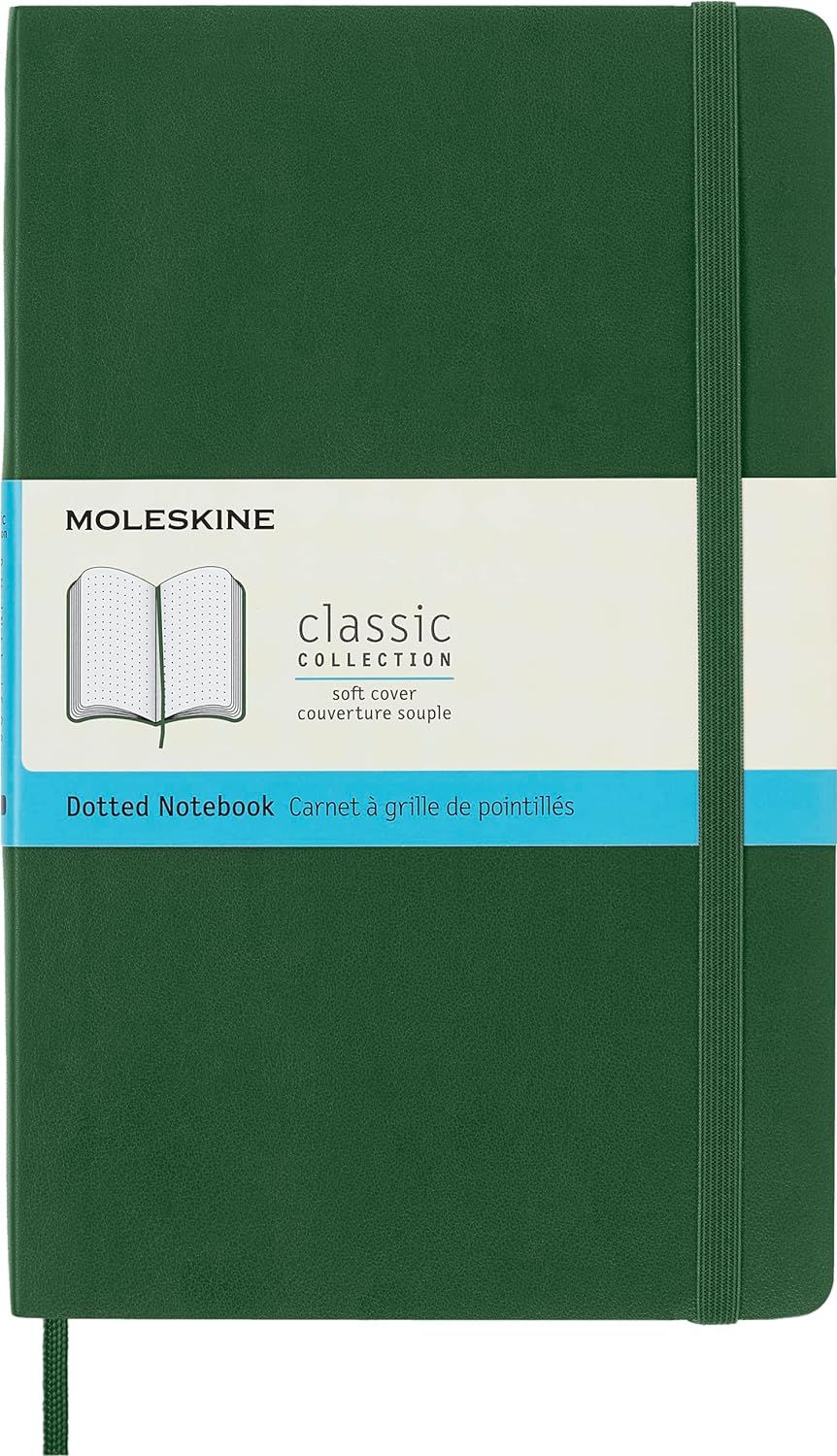 Moleskine Classic Notebook, Soft Cover, Large, Dotted, Myrtle Green, 240 Pages, (5" x 8.25")
