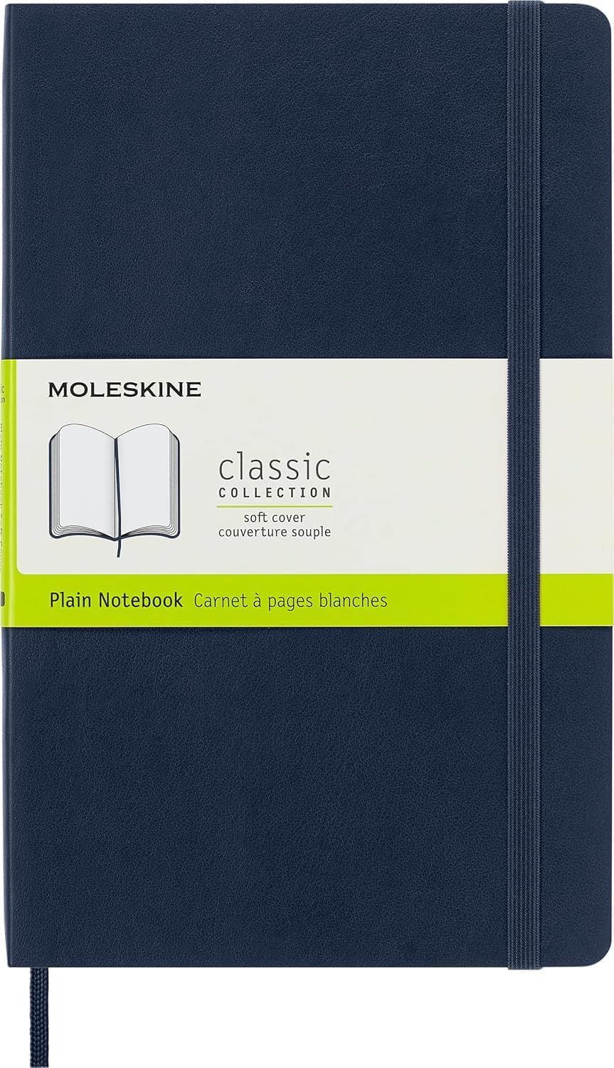 Moleskine Classic Notebook, Soft Cover, Large, Plain, Sapphire Blue, 192 pages, (5" x 8.25")