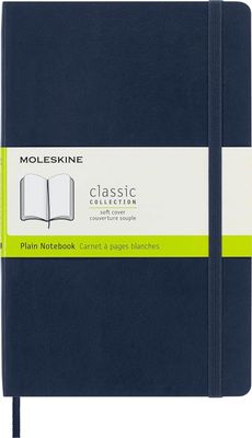 Moleskine Classic Notebook, Soft Cover, Large, Plain, Sapphire Blue, 192 pages, (5" x 8.25")