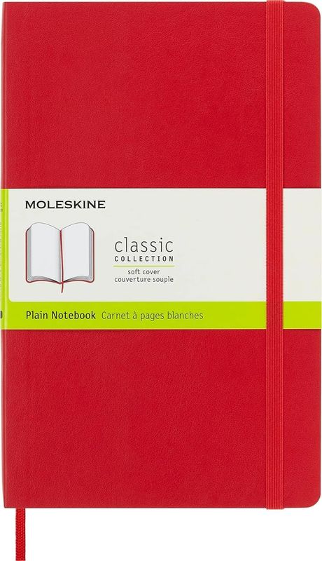 Moleskine Classic Notebook, Soft Cover, Large, Plain, Scarlet Red, 192 pages, (5 Moleskine Classic Notebook, Soft Cover, Large, Plain, Scarlet Red, 192 pages, (5" x 8.25")