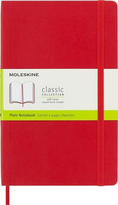 Moleskine Classic Notebook, Soft Cover, Large, Plain, Scarlet Red, 192 pages, (5" x 8.25")