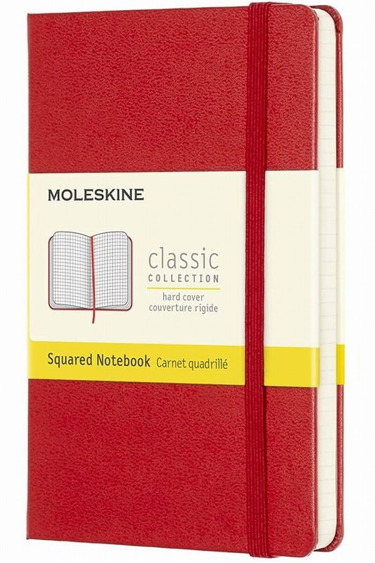 Moleskine Classic Notebook, Hard Cover, Pocket, Squared, Scarlet Red, 192 Pages, (3.5" x 5.5")