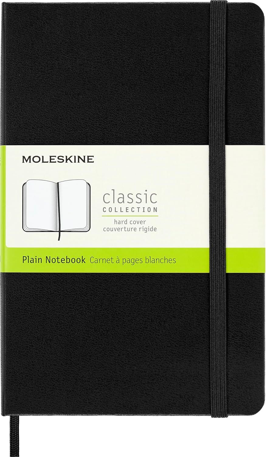 Moleskine Classic Notebook, Hard Cover, Medium, Plain/Blank, Black, 208 Pages, (4.5" x 7")