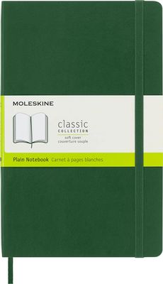 Moleskine Classic Notebook, Soft Cover, Large, Plain, Myrtle Green, 240 Pages, (5" x 8.25")